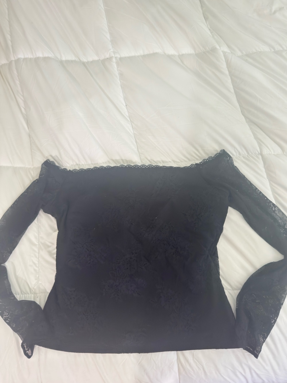 Abercrombie Black Lace Built in Bra Off The Shoulder Top